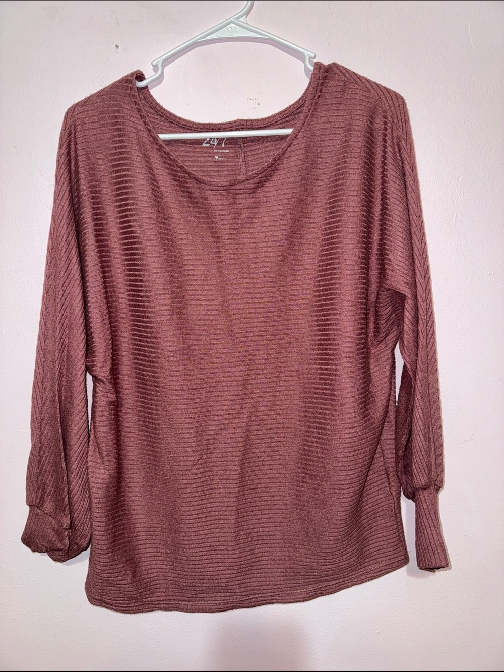Cozy Ribbed Long-Sleeve Top in Mauve